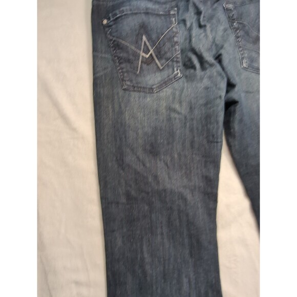 7 For All Mankind Jeans Mens 36x28 Blue Dark Wash Bootcut Denim Design On Pocket - Picture 15 of 16